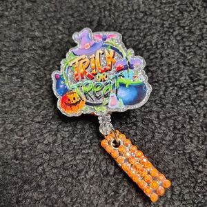 Trick Or Treat Cute Halloween Retractable Badge Reel Id Holder Nurse Teacher